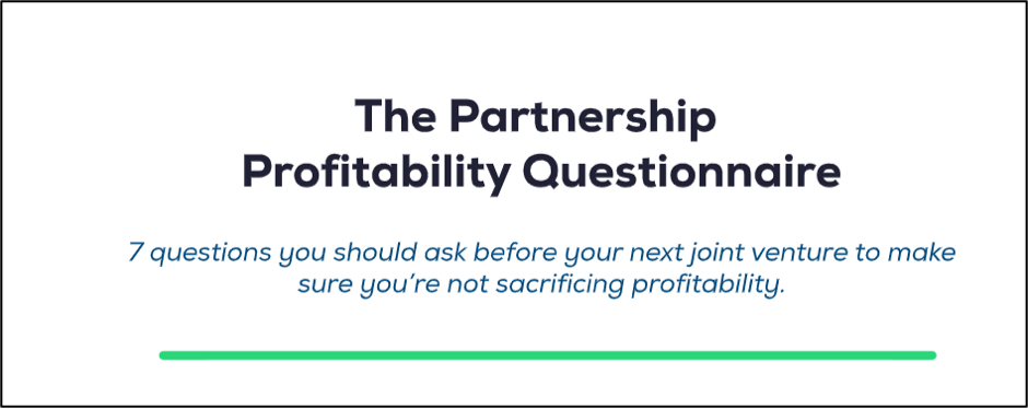 Preview of the Partnership Profitability Questionnaire that helps leaders evaluate joint venture opportunities