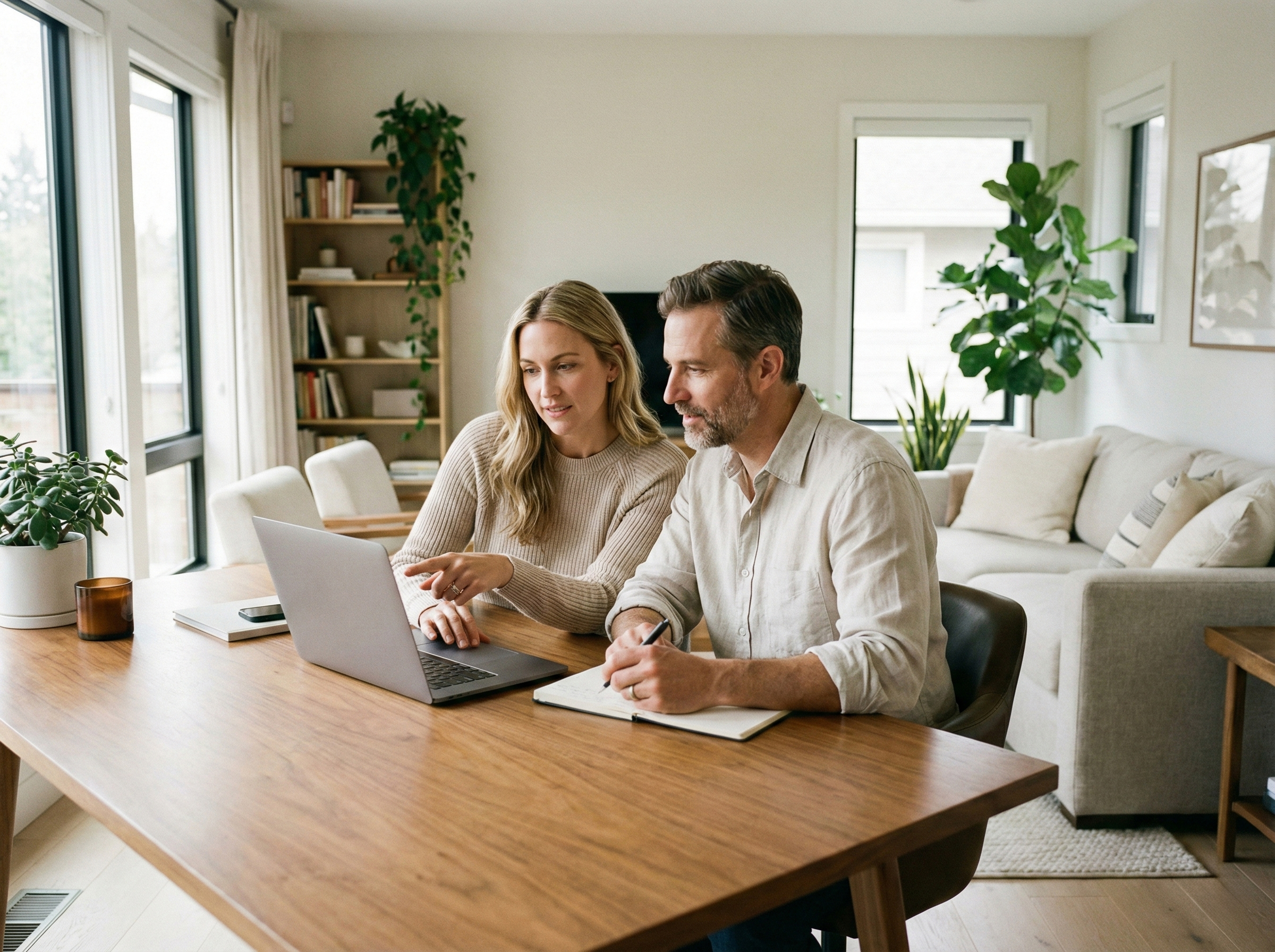 Scalable advisor and founder working side by side on a laptop, building the operating system together in a collaborative session